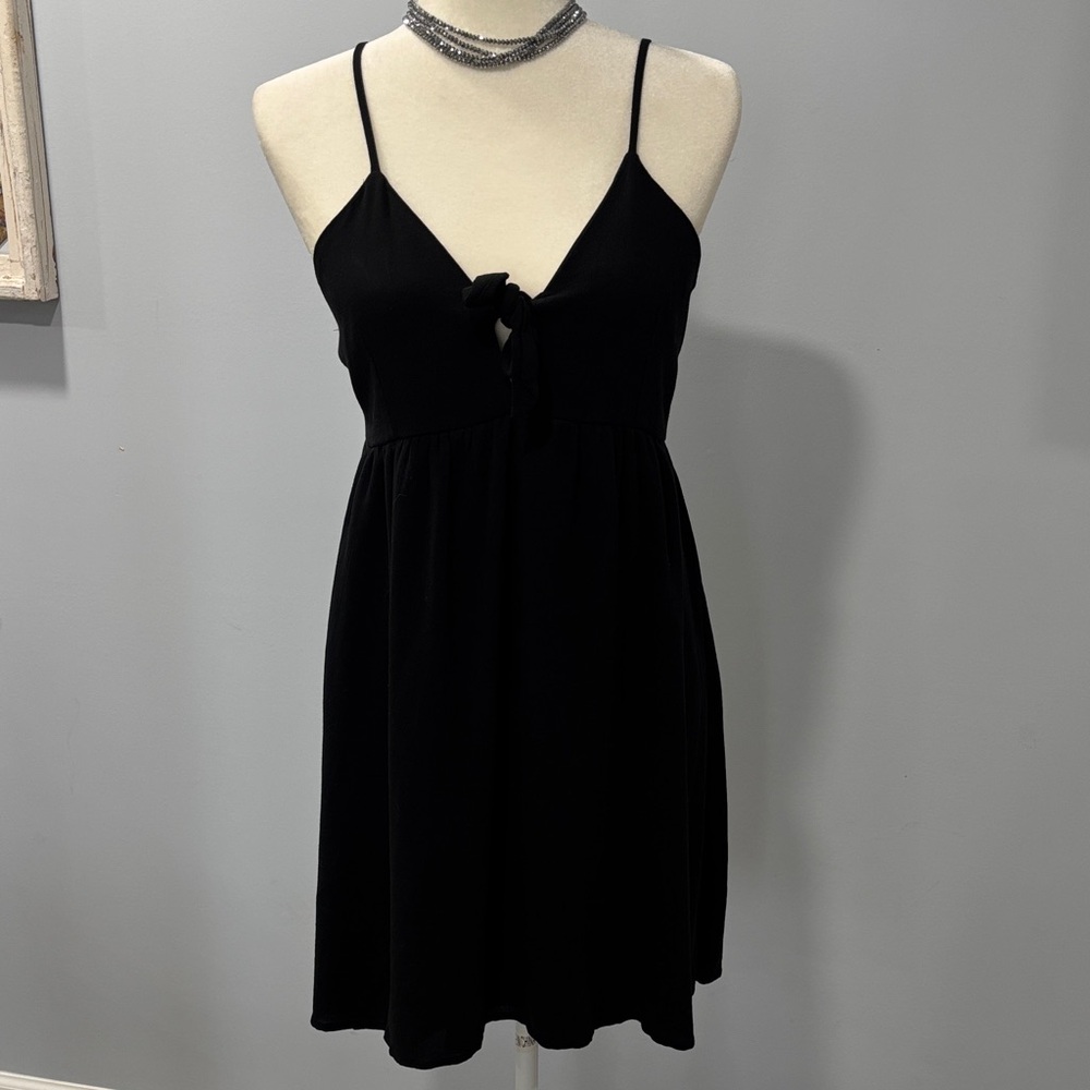 Dina Be Black Mini Dress with Spaghetti Straps